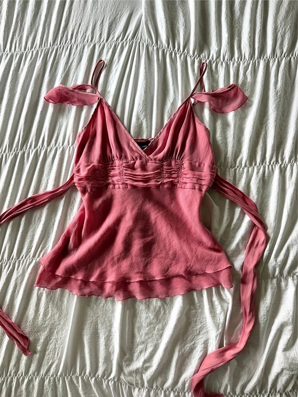 Vintage bebe Pink Tie-Back Cami / Blouse Size Small